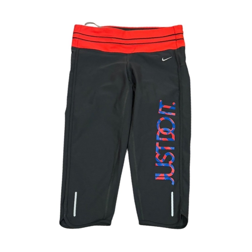 Y2K Nike Dri-FIT Womens Running Capri Low Rise Leggings Just Do It Graphic S